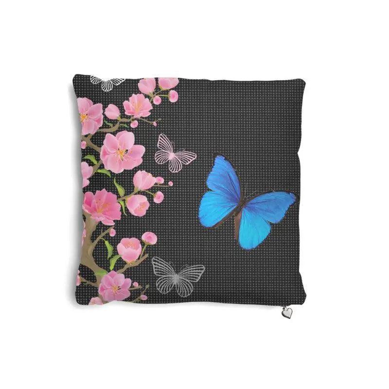 Blue Butterfly Floral Throw Decor Pillow - Mishastyle