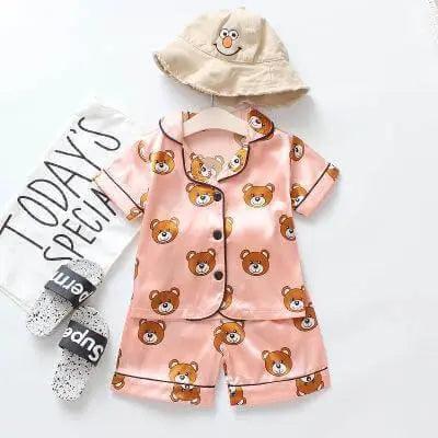 Cartoon Deer Kids Pajama Sets - Baby Pink