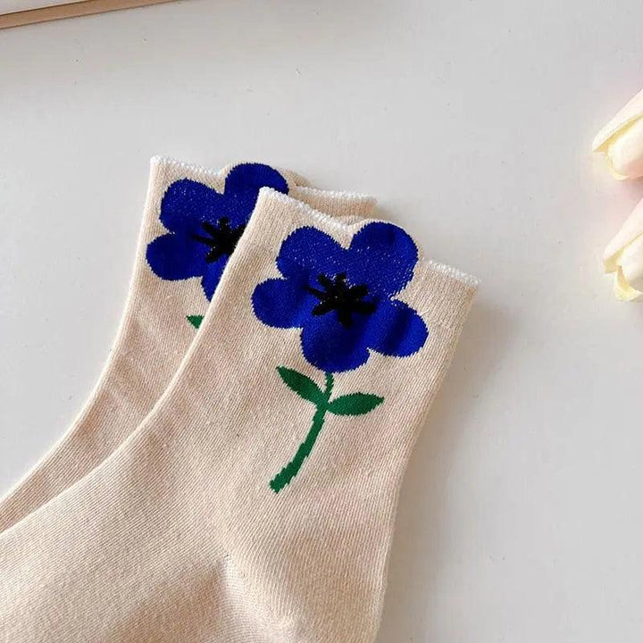 Cartoon Flower Candy Color Kawaii Mid Tube Socks - Mishastyle