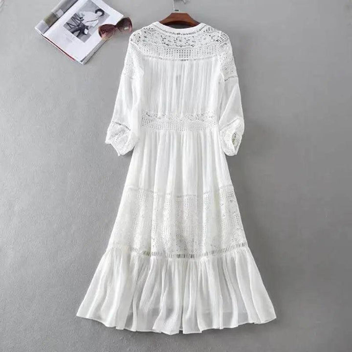Classy Lace Finding White Dress - Mishastyle