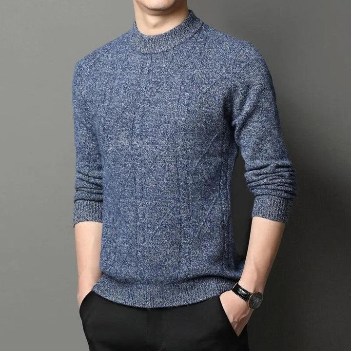 Crew Neck Knitted Men Sweater - Mishastyle