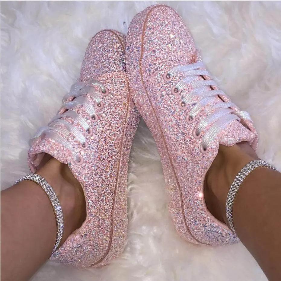 Crystal Vulcanize Glitter Sneakers - Mishastyle