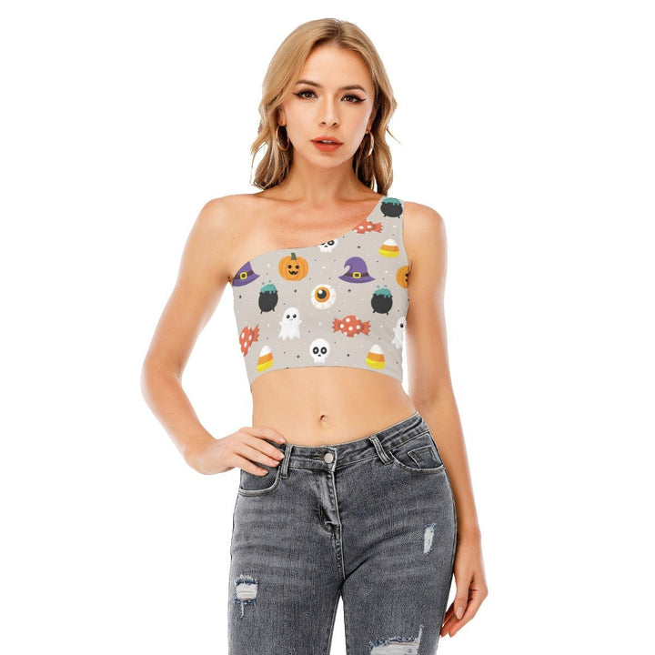 Cute Women's One-Shoulder Cropped Top - Mishastyle