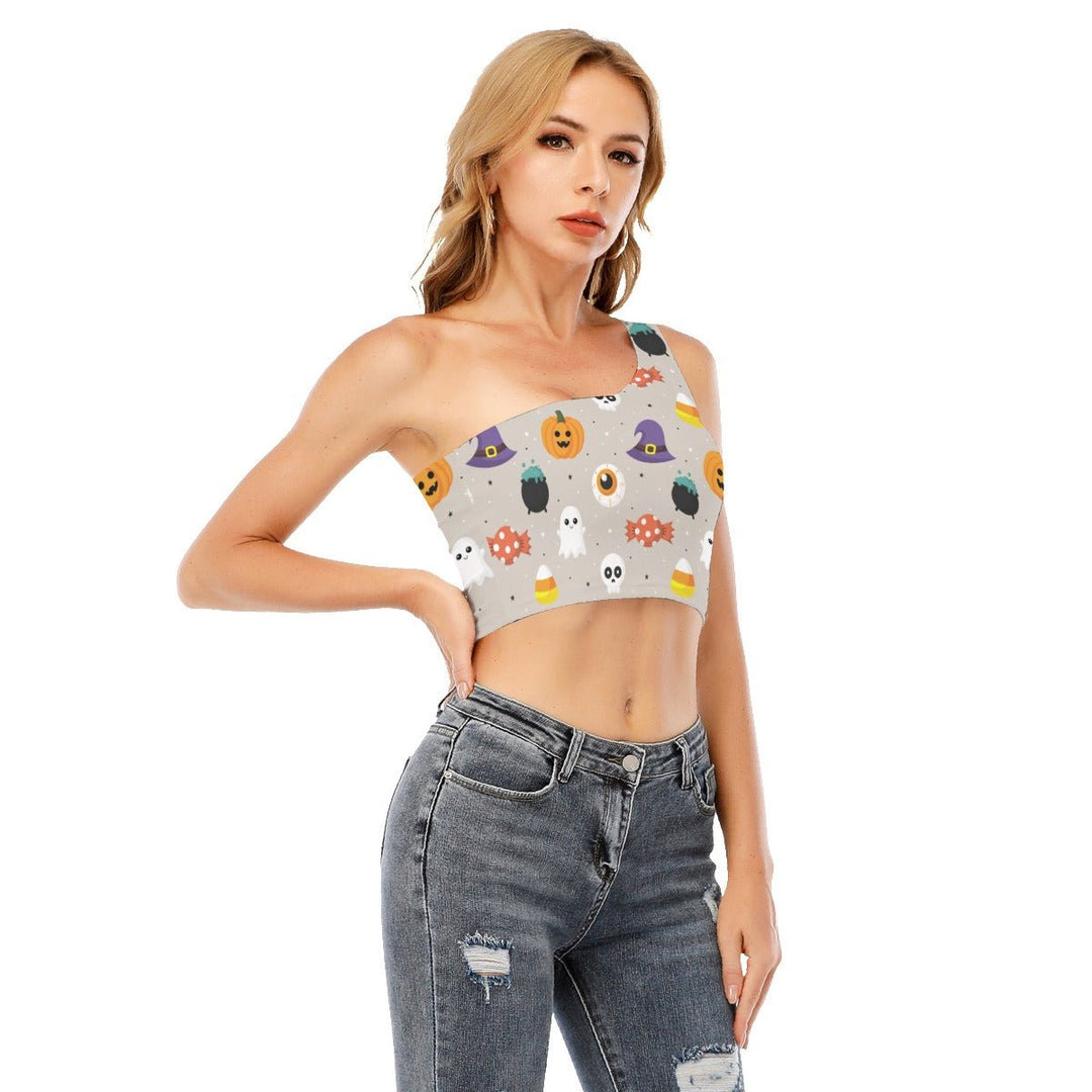 Cute Women's One-Shoulder Cropped Top - Mishastyle