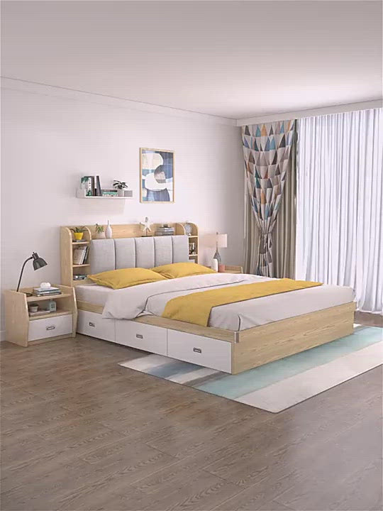 Modernes Schlafzimmerbett mit weichem Stauraum