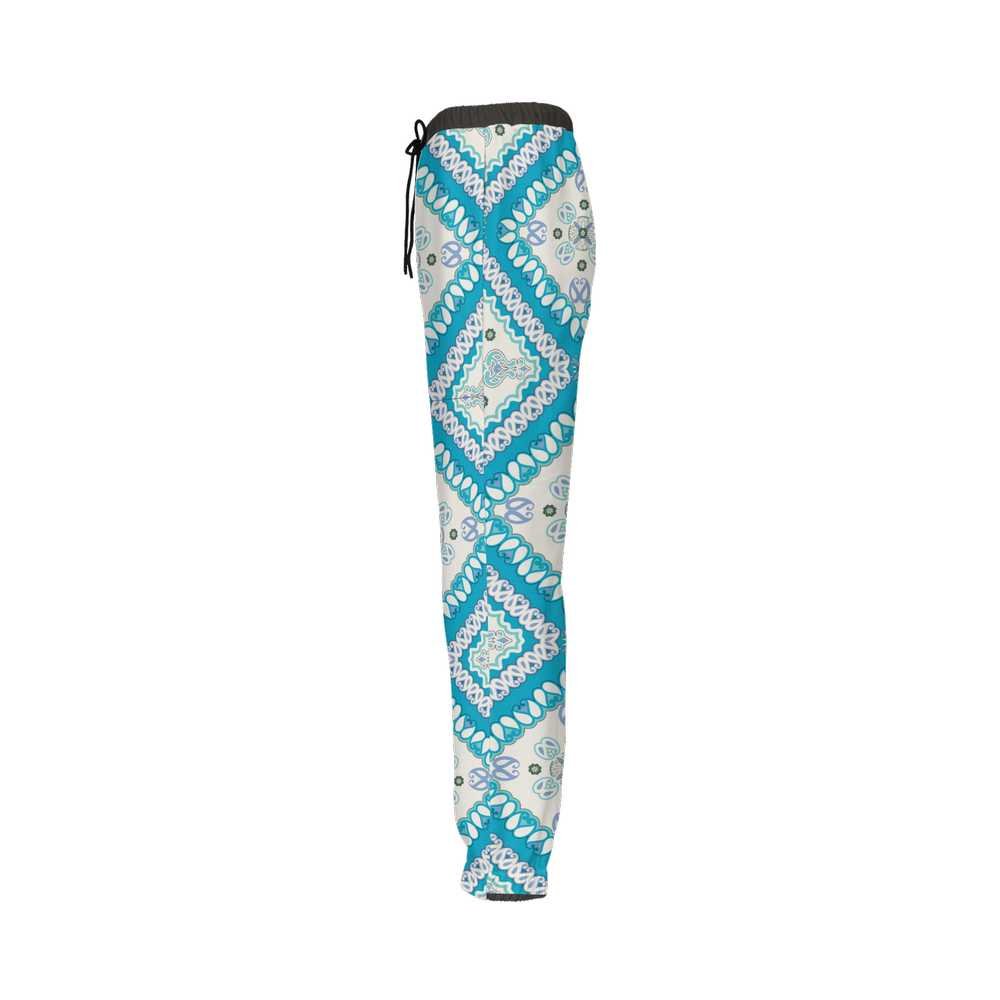 Decorative Casual Fit Jogging Pants - Turquoise - Mishastyle