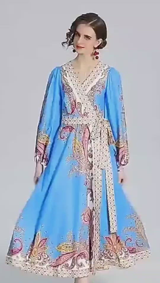 V-Neck Luxury Muslim Dress