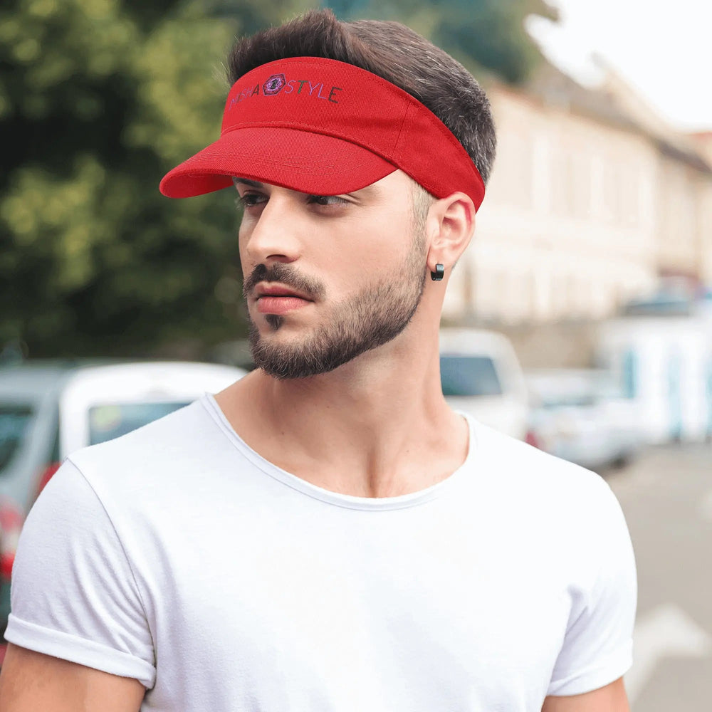 Embroidered Sun Visor Caps- Red - Mishastyle