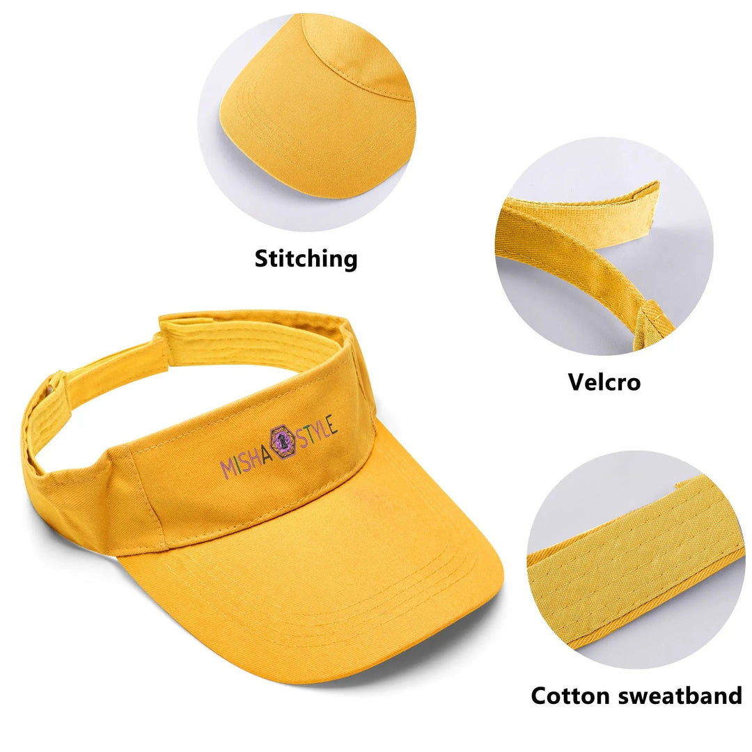 Embroidered Sun Visor Caps - Yellow - Mishastyle