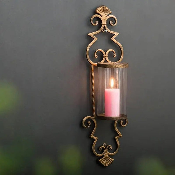 European Iron Metal Gold Retro Wall Candle Holders - Mishastyle