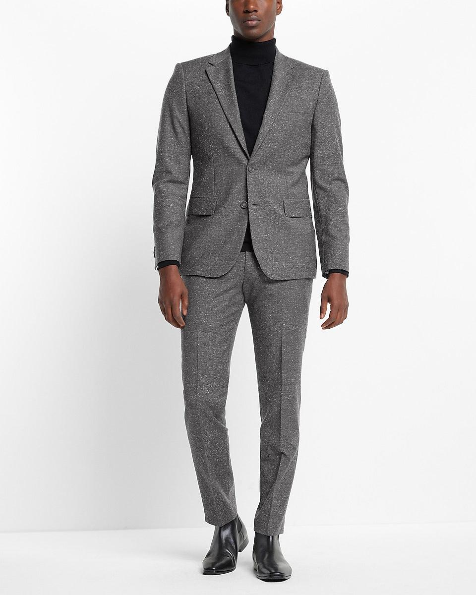 Extra Slim Charcoal Wool-blend Suit - Mishastyle