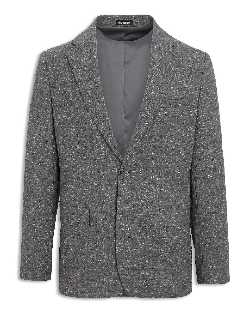 Extra Slim Charcoal Wool-Blend Suit Jacket - Mishastyle