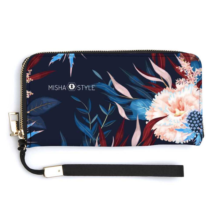 Floral Long PU Zipper Wallet - Mishastyle