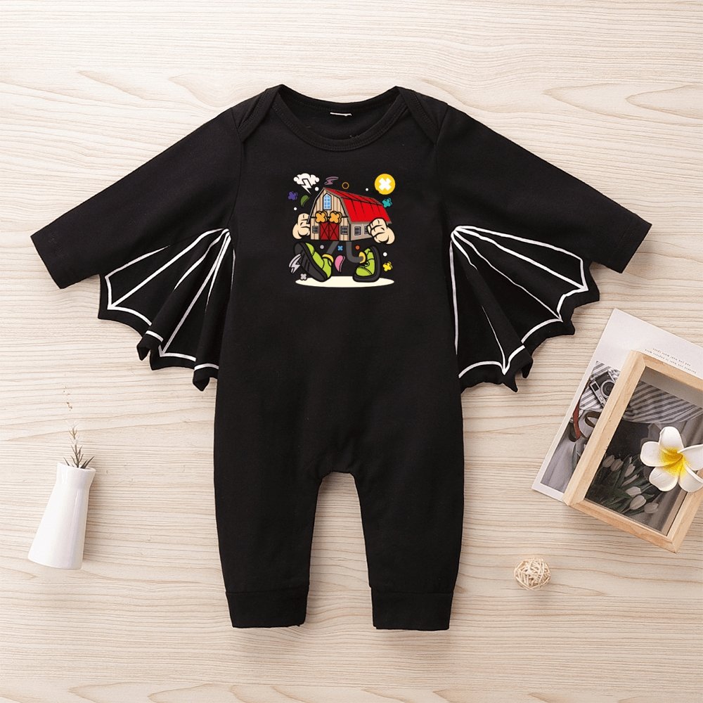 Frame House Baby's Long Sleeves Bat Hoodie Romper - Mishastyle