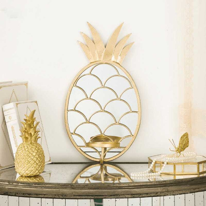 Gold Metal Mirror Wall Hanging Candlestick - Mishastyle