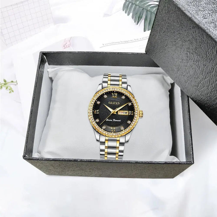 Golden Wristwatch Premium Metal Band Watch - Mishastyle