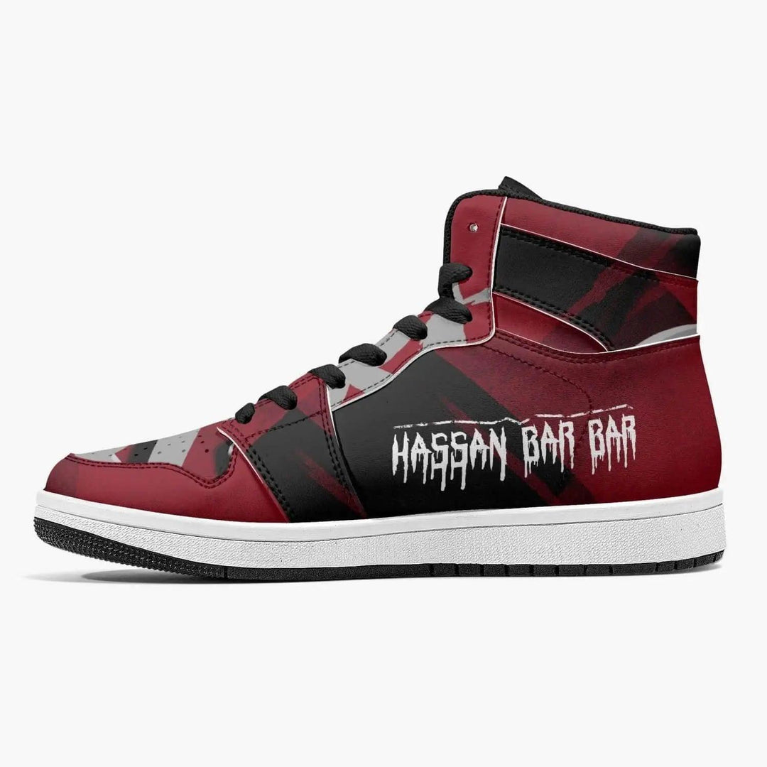 Hassan Bar Bar High-Top Leather Men's Sneakers In Red - Mishastyle