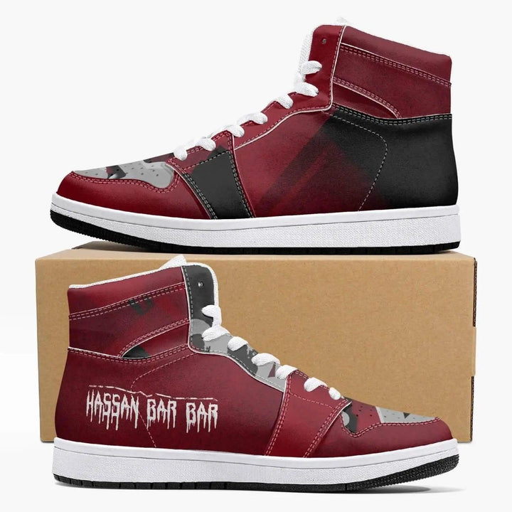Hassan Bar Bar High-Top Women Leather Sneakers ın Red - Mishastyle