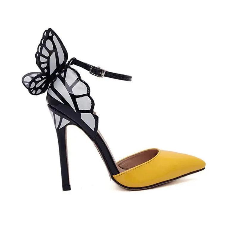 High Heel Butterfly Wings Bridal Shoes - Mishastyle