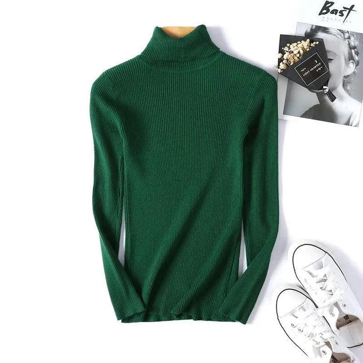 High Neck Knitted Pullover - Mishastyle