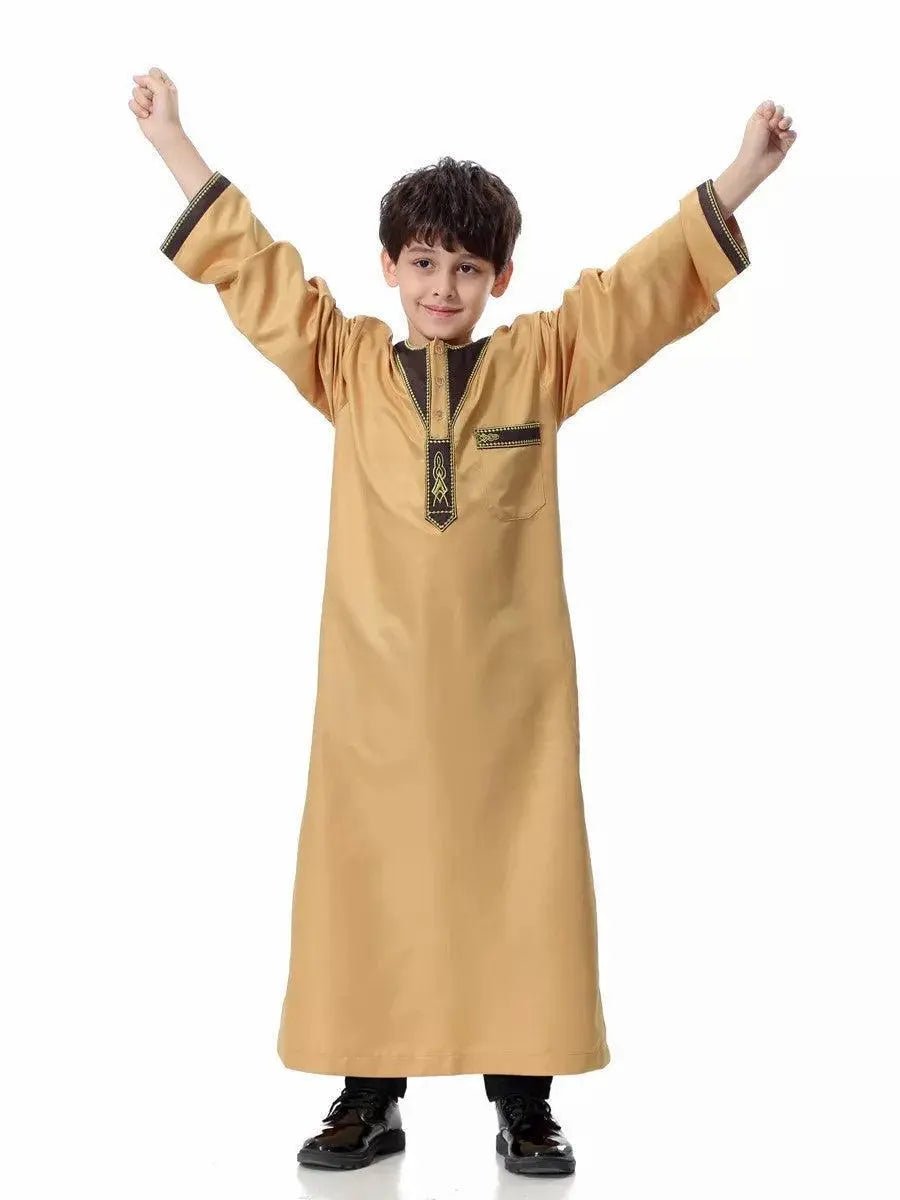 High Quality Muslim Boys Thobe - Yellow - Mishastyle