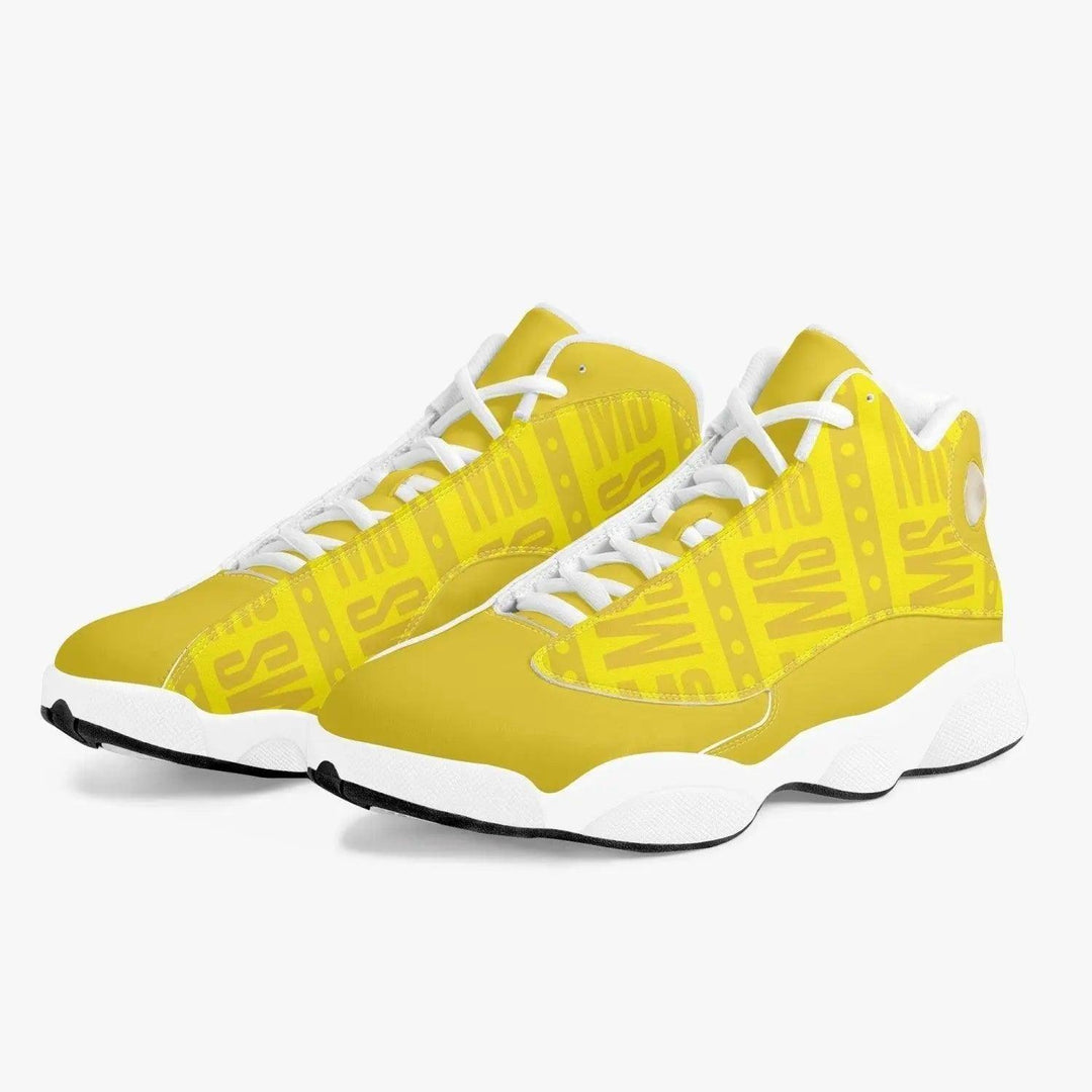 High-Top Leather Basketball Sneakers - White - Mishastyle