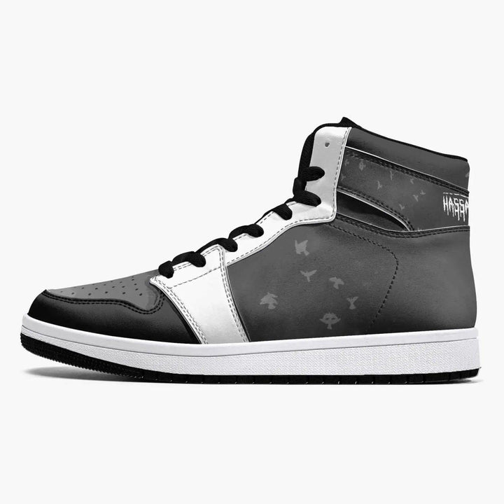 High-Top Leather Hassan Bar Bar Sneakers - White & Black - Mishastyle