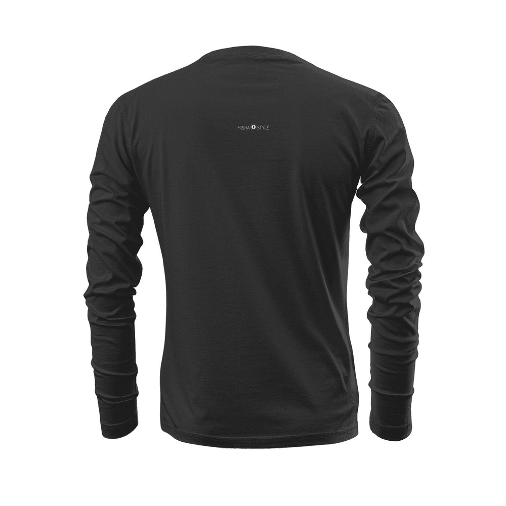 Highweight Cotton Long Sleeve Sweatshirts - Black - Mishastyle