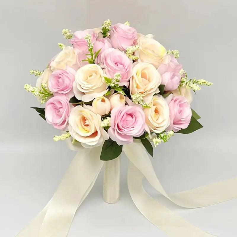 Holding Flowers Natural Rose Wedding Bouquet - Mishastyle