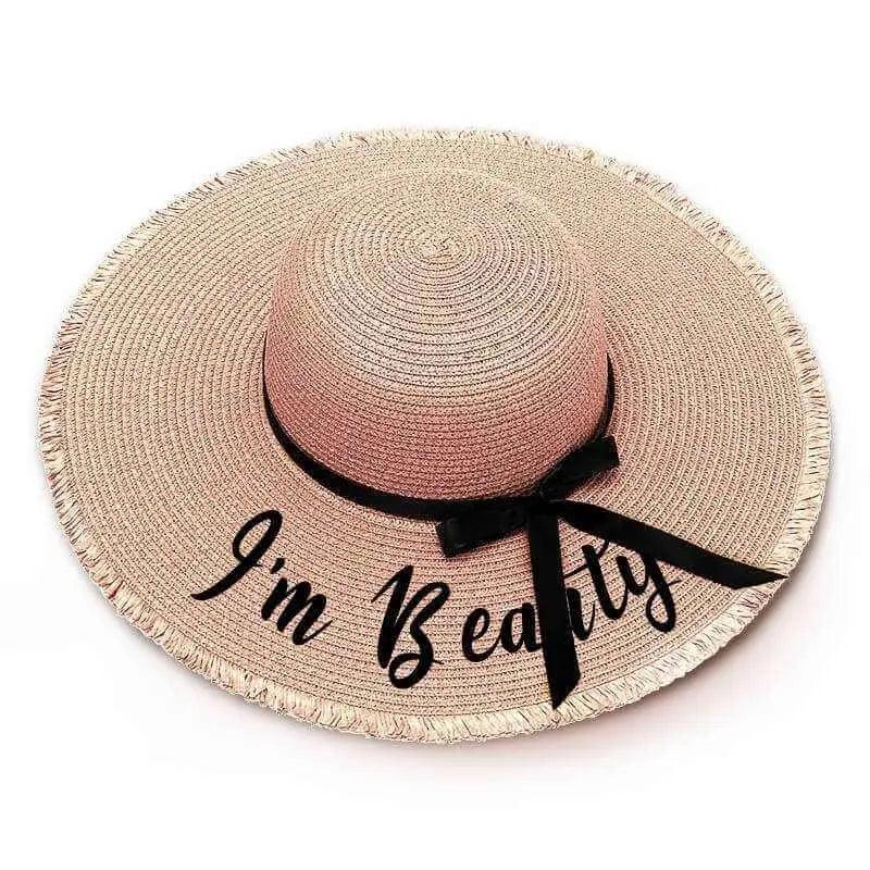 I'm Beauty Embroidery Floppy Beach Hat - Mishastyle