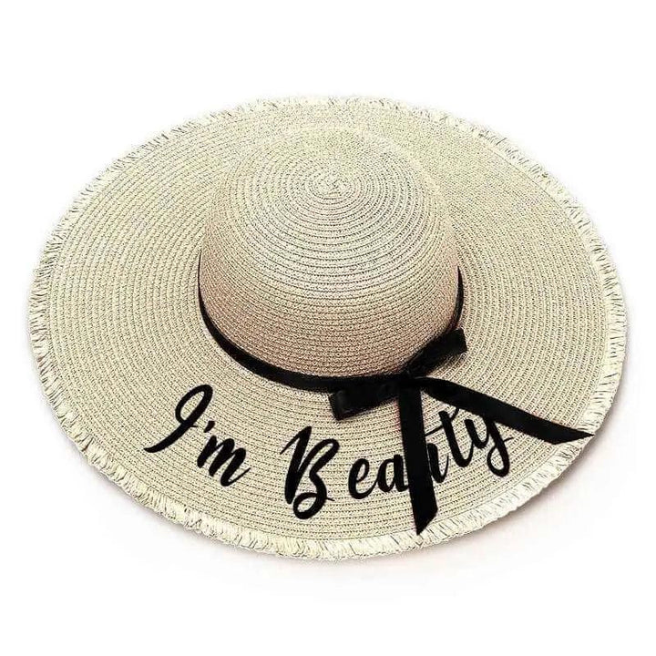 I'm Beauty Embroidery Floppy Beach Hat - Mishastyle