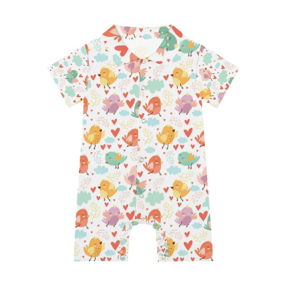 Infant Baby Short Sleeves Button Romper - Mishastyle