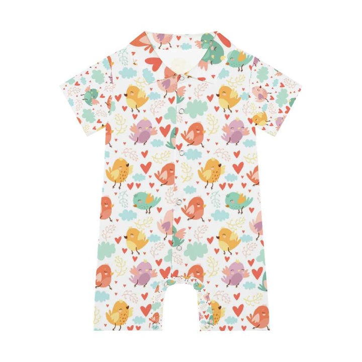 Infant Baby Short Sleeves Button Romper - Mishastyle