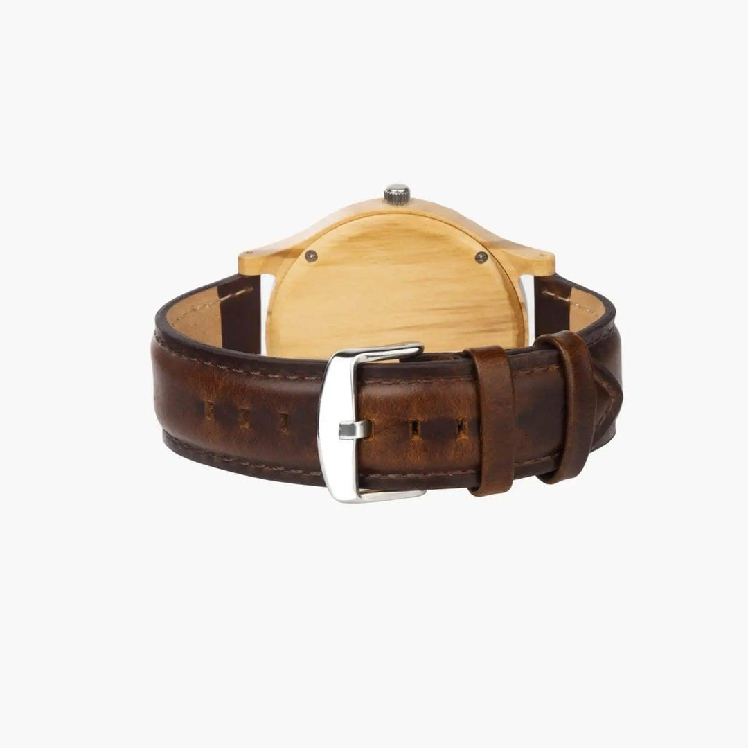 Italian Olive Lumber Wooden Watch - Leather Strap - Mishastyle