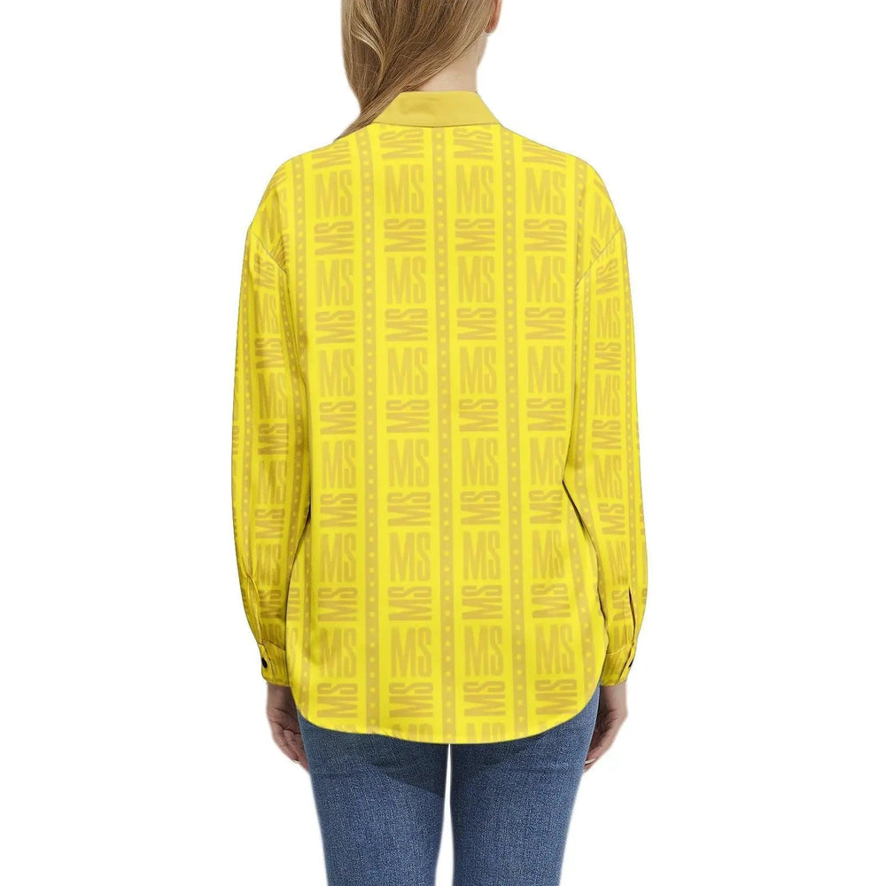 Long Sleeve Button Up Casual Shirt - Yellow - Mishastyle