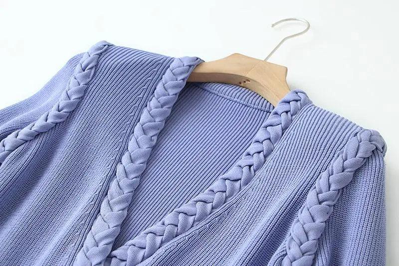 Luxury Hand work Braided Knitting Dress - Mishastyle