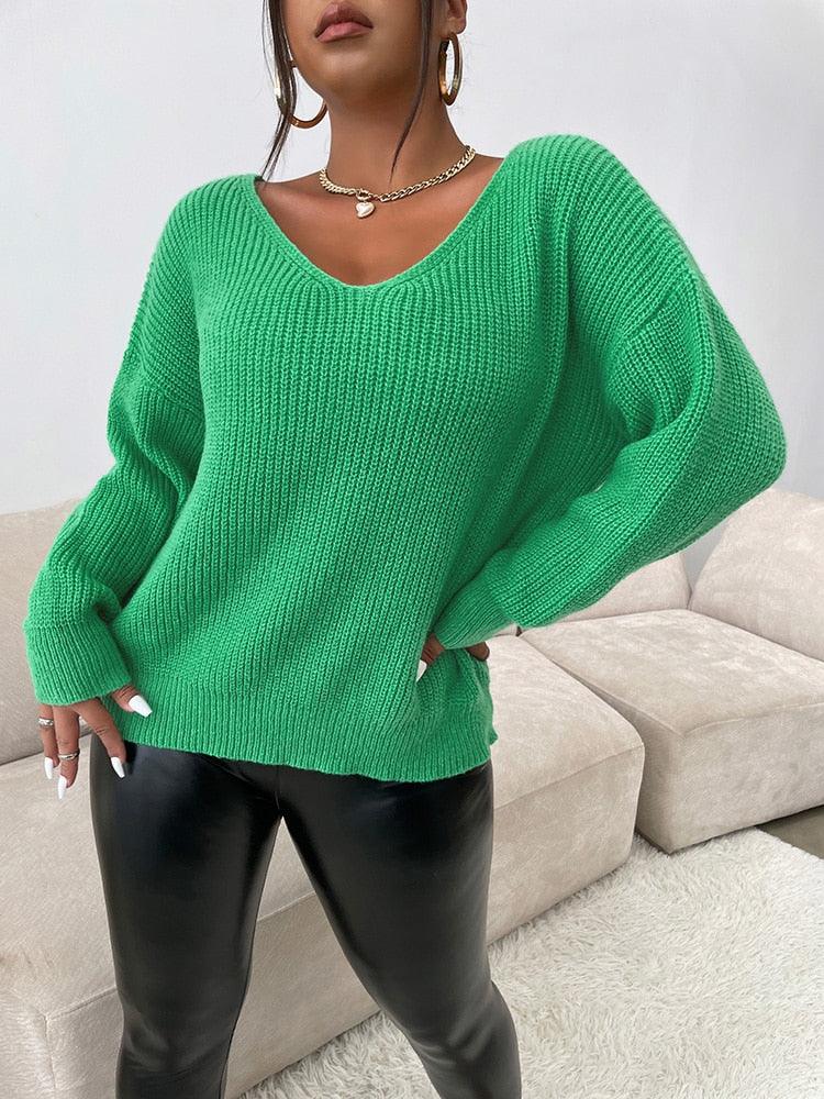Luxury Peacok Wool Solid Knit Pullover - Mishastyle