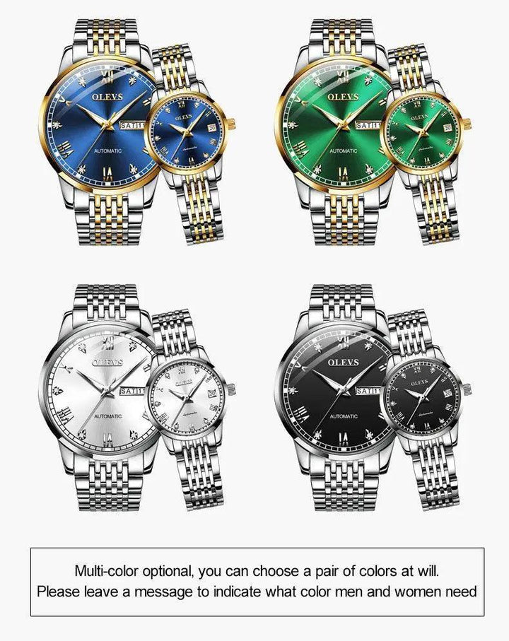 Luxury Stainless Steel Waterproof Automatic Couple Watches - Mishastyle