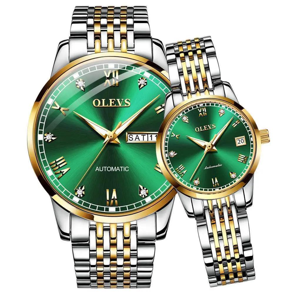 Luxury Stainless Steel Waterproof Automatic Couple Watches