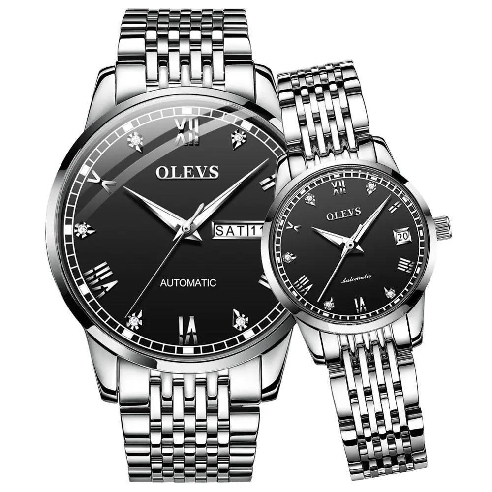 Luxury Stainless Steel Waterproof Automatic Couple Watches - Mishastyle