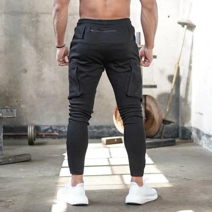 Men's Cotton Multi-pocket Sports Pants - Black - Mishastyle