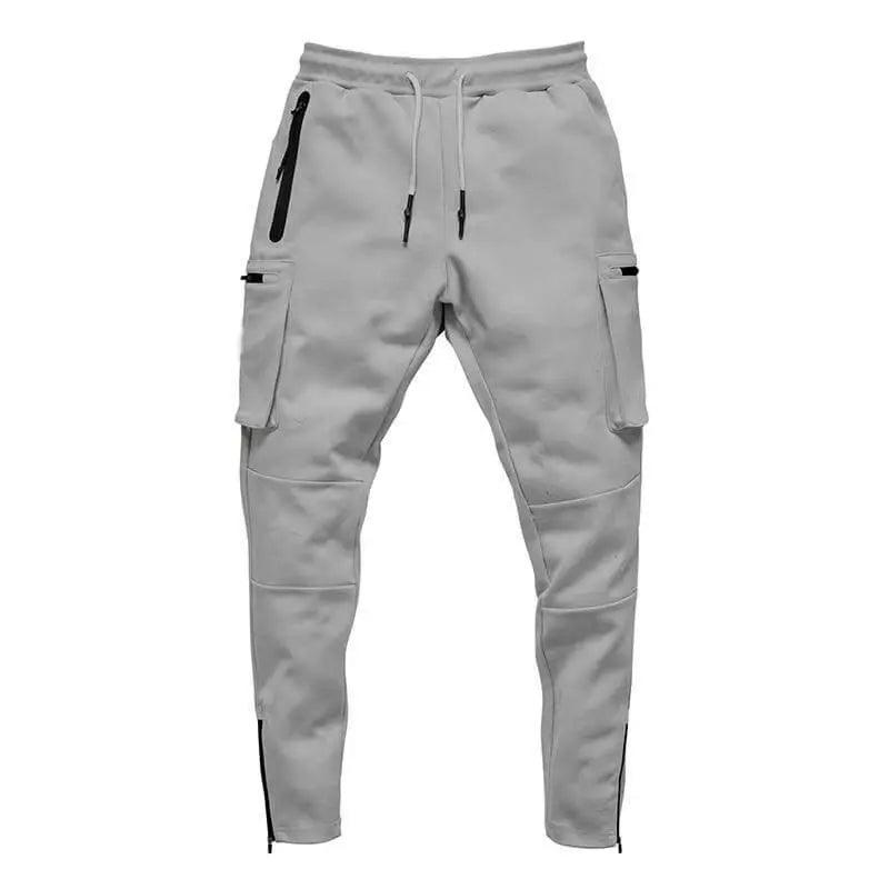 Men's Cotton Multi-pocket Sports Pants - Gray - Mishastyle