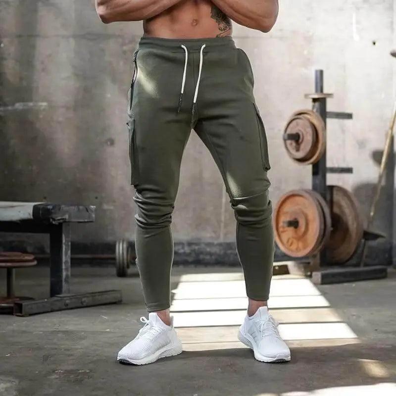 Men's Cotton Multi-pocket Sports Pants - Green - Mishastyle