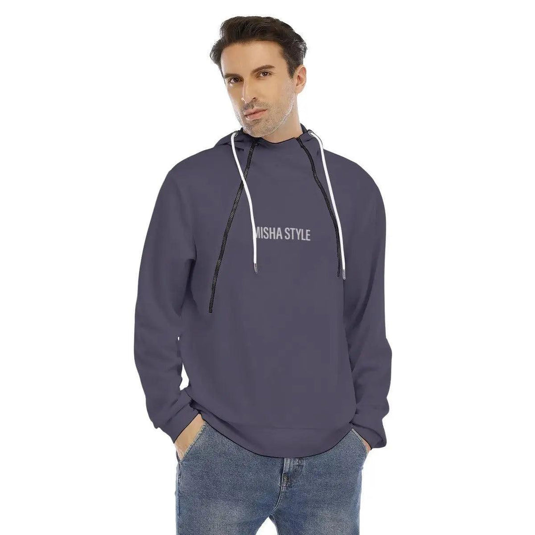 Men's Hoodie With Placket Double Zipper - Mishastyle