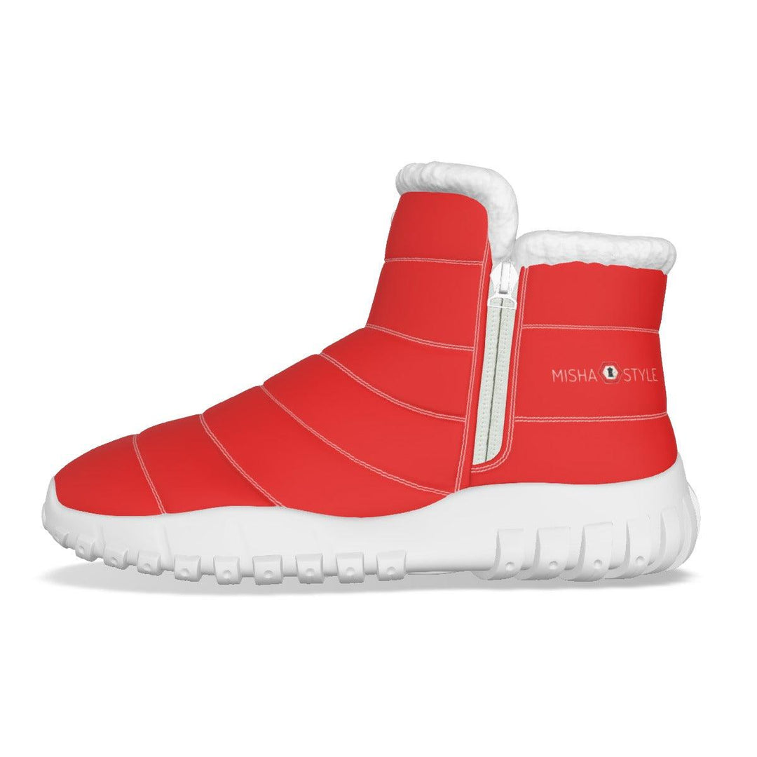 Men's Zip-up Snow Boots - Red - Mishastyle