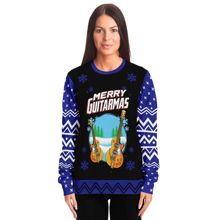 Merry Guitarmas Athletic Men Sweater - Mishastyle