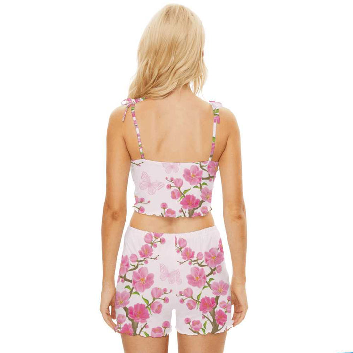 Misha Floral Bikini Strappy Crop Top & Shorts - Mishastyle