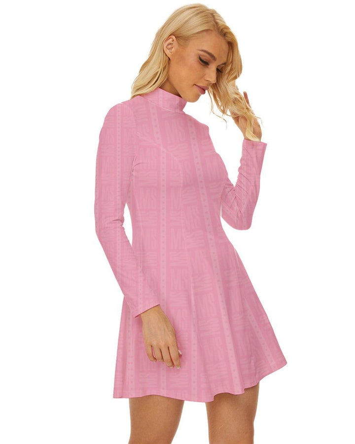 MISHA Long Sleeve Velour Longline Dress - Pink - Mishastyle
