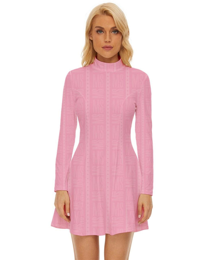MISHA Long Sleeve Velour Longline Dress - Pink - Mishastyle