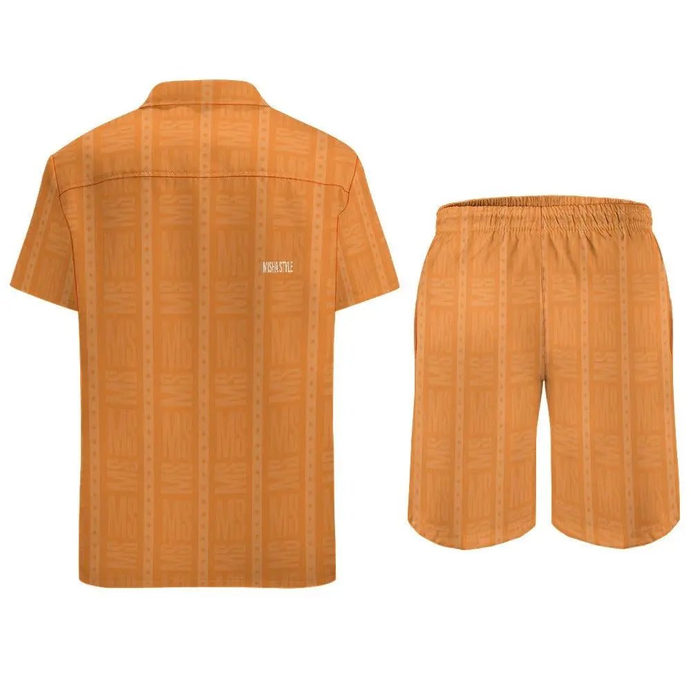 Misha Luxury Men Leisure Beach Suit - Orange - Mishastyle
